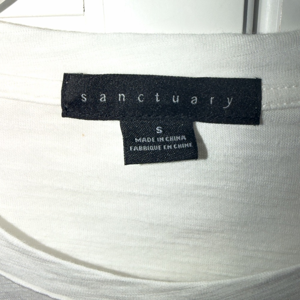 SANCTUARY HIGHSTREET CROP TEE WHITE SZ SMALL Short Sleeve Wrapped Front - Picture 11 of 13